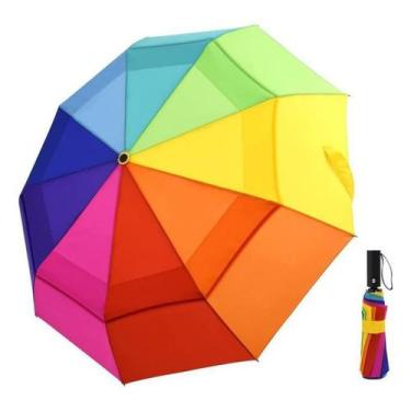 Imagem de Sombrinha Colorida Arco Íris Guarda Chuva Retrátil - NoBrand