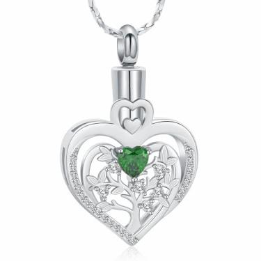 Imagem de Imrsanl Colar de urna de coração árvore da vida para cinzas entes queridos, joia de cremação, memorial funerário, suporte de cinzas, pingente para mulheres, Cobre, Sem Pedra Preciosa