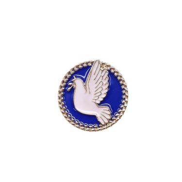 Imagem de Kokoma Broche de pomba da paz fofo para mulheres, broche de esmalte azul real e branco decorativo alfinete de lapela alfinete de segurança distintivo para ternos vestidos acessórios joias