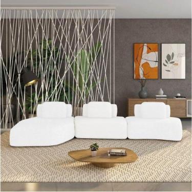Imagem de Sofá 3 Lugares Orgânico Com Chaise E 2 Módulos Berlim Bouclê Off K01 -