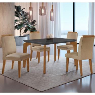 Imagem de Conjunto Mesa Liz 120cm Mdf Com 4 Cadeiras Athenas Moderna Turim / Grafite / Imbuia