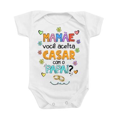 Imagem de Body de Bebê Roupinha Mamãe Casar com Papai Casamento União Temáico Di