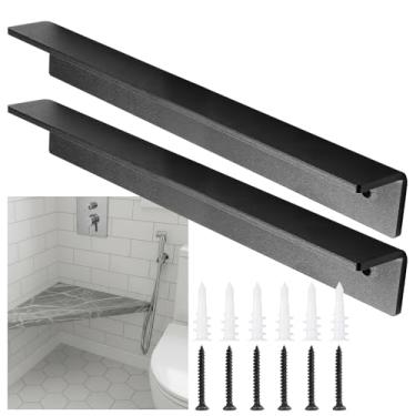 Imagem de Zonon Pacote com 2 suportes flutuantes de canto de banco de chuveiro de 40,6 cm de espessura, suportes ocultos de parede para bancada, suporte de parede para bancada de granito, suporte de lava-louças