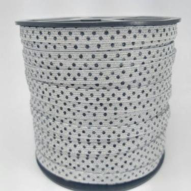 Imagem de 100 metros Elástico Lurex Especial 7mm encadernação Poá Branco Preto 3
