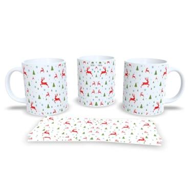 Imagem de Caneca Natalina com Desenhos de Árvore de Natal, Papai Noel e Rena, Porcelana Branca, Decoração Festiva (8)