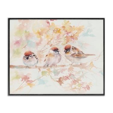 Imagem de Stupell Industries Trio de Pássaros em Ramo de Aquarela Arte Giclée Emoldurada Cinza, Design por Cady Driver, 28 x 35 cm