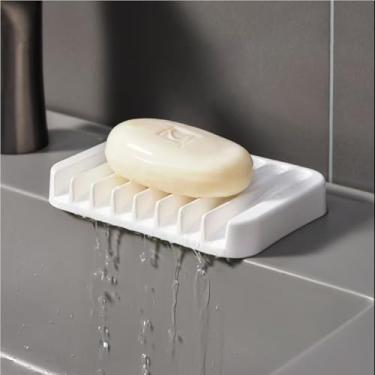 Imagem de Saboneteiras autodrenantes, protetor de sabão de silicone, escorredor de cachoeira para banheiro, estende a vida útil do sabão, mantém as barras de sabão limpas a seco e fácil limpeza