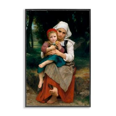 Imagem de Stupell Industries Arte Giclée emoldurada cinza Bouguereau Brother & Sister clássica, design por William Adolphe Bouguereau, 61 x 40 cm