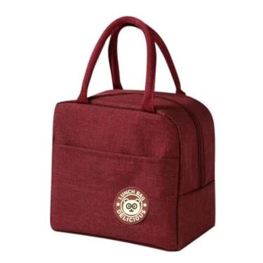Imagem de Bolsa Térmica Lancheira com Alça Compacta Funcional para Uso no Trabalho Academia Escola Passeios e Viagens (Vinho)