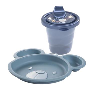 Imagem de Kit Pratinho + Copo Com Bico 200ml Introdução Alimentar Bebe (Menino)