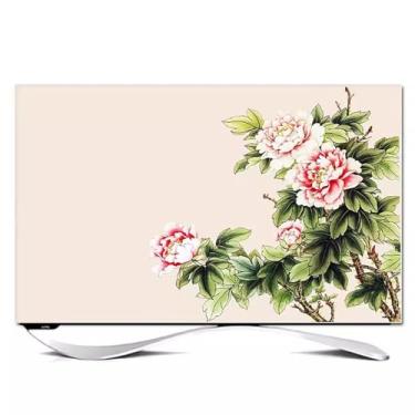 Imagem de Capa contra poeira para TV padrão peônia interna de 32 a 65 polegadas, protetor à prova de poeira para mesa/pendurar TVs LED para sala de estar/quarto decoração2||45-48 polegadas