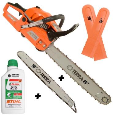 Imagem de Motosserra Terra Mt520 C/ Sabres 20” E 18” + óleo Stihl 2t