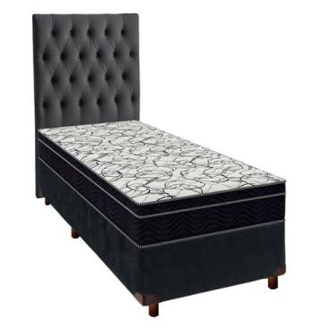 Imagem de Box Cinza+Colchão Solteiro Airtech 150 Ortobom+Cabeceira