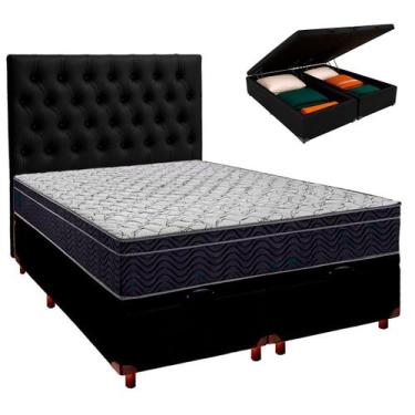Imagem de Box Bau Preto+Colchão Casal Airtech 150 Ortobom+Cabeceira