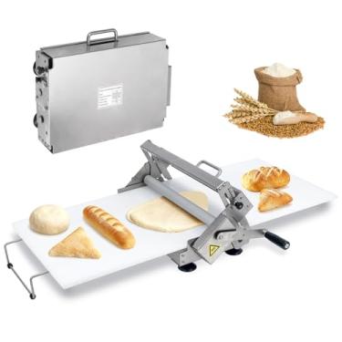 Imagem de Folha de massa dobrável de 41 x 15 cm com placa de folha, máquina de rolo manual portátil de aço inoxidável, espessura ajustável para massa de pizza, massa folhada