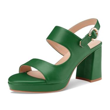 Imagem de Perisis Sandálias de salto plataforma para mulheres, confortável, salto grosso, bico aberto, tira no tornozelo, salto médio, sandálias com tiras de salto médio, sapatos sociais de festa de verão