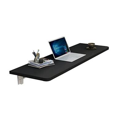 Imagem de Prateleira dobrável montada na parede mesa flutuante mesa de parede pequena mesa de madeira para escritório casa cozinha (70 x 50 cm/27,5 x 19,6 polegadas, preto)
