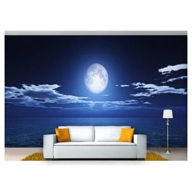 Imagem de Papel De Parede Praia Mar Lua Cheia Céu 3D Npr224 - Você Decora