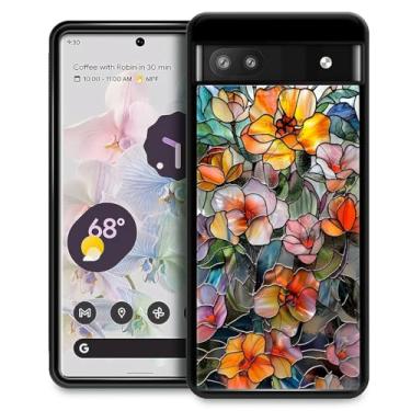 Imagem de CARLOCA Capa compatível com o Google Pixel 7A para meninas à prova de choque antiarranhões capa traseira de PC rígida estética padrão de moda flores coloridas mosaico 3D vintage