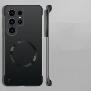Imagem de Capa magnética ultrafina sem moldura em PC para Samsung S25 Ultra S24 Plus S23 FE S22 FE S24 Ultra, capa metálica fosca para celular (para S23/Preto)