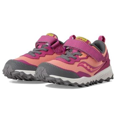 Imagem de Saucony Tênis infantil unissex Peregrine Kdz com fecho alternativo, Baga/coral, 12.5 Little Kid