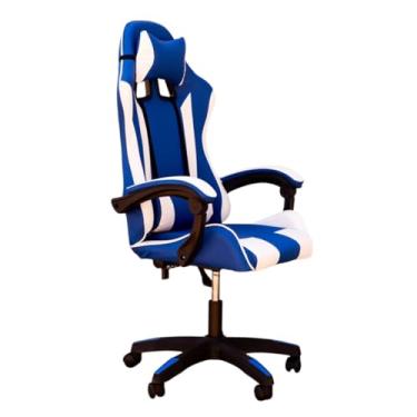 Imagem de Cadeira Gamer Ergonômica C7 Neo Comfort, Reclinável 135°, Confortável, Profissional, Setup, Escritório, Gamers (Azul e Branca)