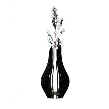 Imagem de Vaso De Chão Decorativo Grande Andromeda Mdf Preto Tamanho Kit Com 2 - 85x30cm E 70x25cm