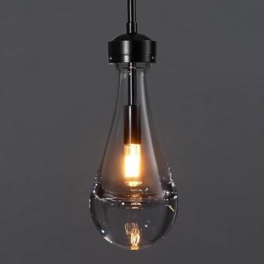 Imagem de actiwoqi Luminária Pendente Moderna Em Formato De Globo Vidro, Teto Com Abajur Sólido Gota Chuva, Pequena Meados Do Século, Sala Jantar, Cozinha E Ilha