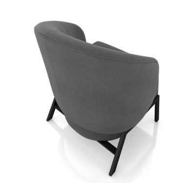 Imagem de Poltrona Decorativa Sala De Estar Kenya Pés Em Ferro Veludo Preto/grafite G33 - Gran Belo