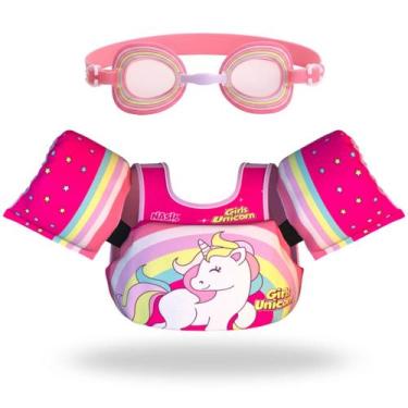 Imagem de Kit Infantil Boia e Colete SalvaVidas Óculos Natação Criança Praia e P