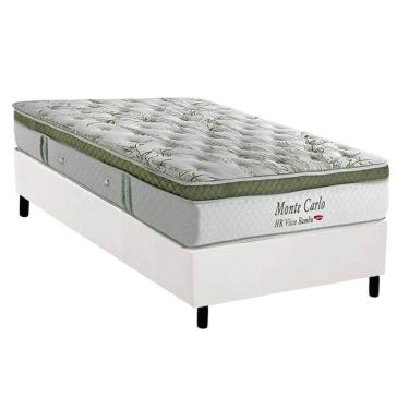 Imagem de Cama Box Solteiro: Colchão Molas Ensacadas Herval Monte Carlo Visco + Base Crc Corano White (88x188)