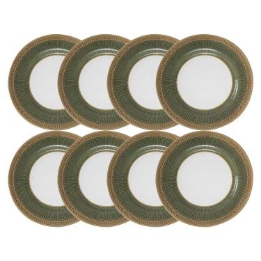 Imagem de Jogo 8 Pratos De Sobremesa Celebrate Verde Cerâmica Alleanza 20cm
