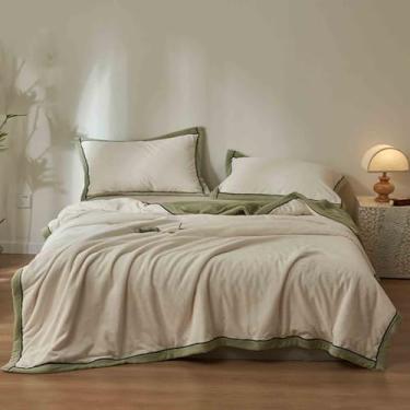 Imagem de Cobertor de lã cobertor ponderado cobertores e mantas fofas mulheres homens para cama adulto casal solteiro para sofá inverno grosso quente macio e confortável outono (bege, 220 x 240 cm)