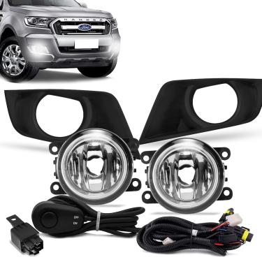 Imagem de Kit Farol de Milha Ranger 2016 a 2019 Botão Modelo Universal Moldura Preta