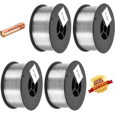 Imagem de Kit Mig - 4 Arames Solda Mig S/ Gás 0,8mm Galzer + 1 Bico de Contato 0