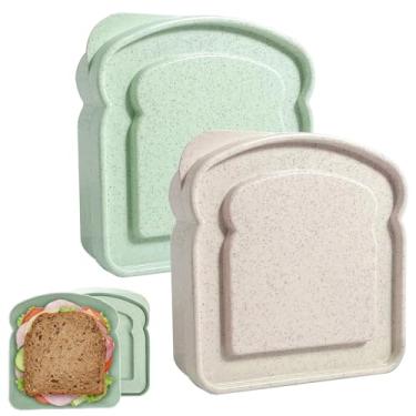 Imagem de hinbkenla 2 recipientes de sanduíche, recipientes de sanduíche para lancheiras, sanduíches, reutilizáveis, frutas, lanches, escritório, acampamento