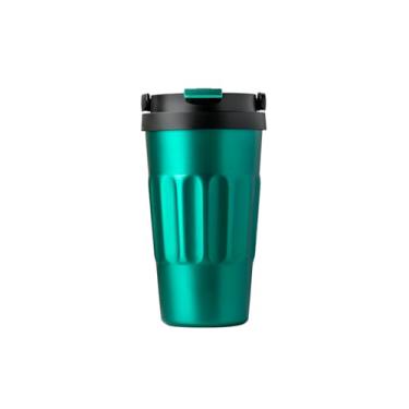 Imagem de Copo Térmico de Aço Inox com Alça, 500ml, Verde Metalizado, 17cm de Altura, Mantém Bebida Quente ou Fria por 6-12 Horas, Cor Verde