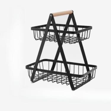 Imagem de Cesta De Frutas Para Mesa - Cesta Para Armazenamento De Frutas E Legumes Na Cozinha(Fruteira-2Andares- B//27x33cm)