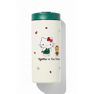 Imagem de Starbucks Copo de aço inoxidável Hello Kitty com estampa rosa de 340 g | Utensílios colecionáveis fofos com isolamento de parede dupla