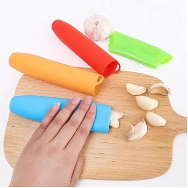 Imagem de Descascador De Alho Sem Deixar Cheiro Nas Mãos Cozinha Tubo De Silicone Tira Casca