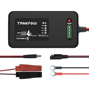 Imagem de TANKPOW 4-Amp LiFePO4 Battery Charger,14.6 Volt Lithium Battery Charger,Smart Charger for Cars,Motorcycles,Lawn Mowers,Toy Cars,Golf Carts,UAV,Fishing Boat,Lithium and Deep Cycle Batteries