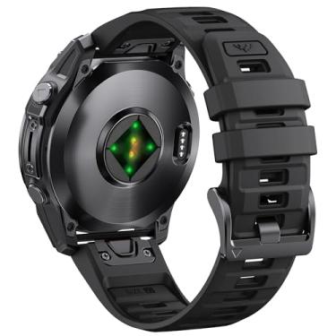 Imagem de BANSO Pulseira de silicone para relógio Quickfit de 26 mm para Fenix 8 de 51 mm (preto)