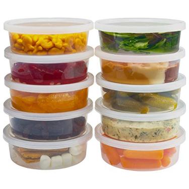 Imagem de DuraHome - Recipientes de delicatessen com tampas de 227 g à prova de vazamento – Pacote com 40 recipientes de armazenamento de alimentos transparentes para micro-ondas/geleca premium de qualidade
