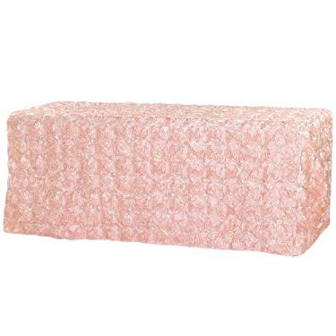 Imagem de Toalha de mesa retangular de cetim – 228,6 cm x 335,3 cm | Rosa/Ouro rosé | 1 peça