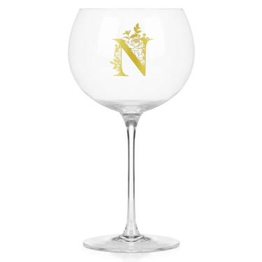 Imagem de Onebttl Taças de vinho personalizadas com haste, presentes de vinho fofos para mulheres, presentes com monograma para amantes de vinho em aniversários de Natal, com inicial N