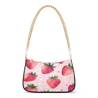 Imagem de CEBUGI Bolsas transversais femininas bolsa de ombro morangos bolsa clutch elegante com alça de corrente
