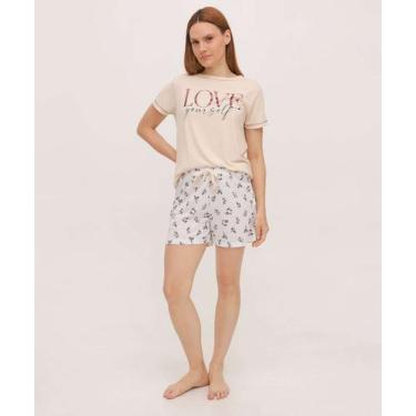 Imagem de Pijama Feminino Estampado Manga Curta Marisa-88008, Bege, GG