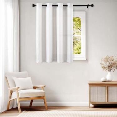 Imagem de Cortina jinchan de linho texturizada 115x114cm branca filtrante de luz