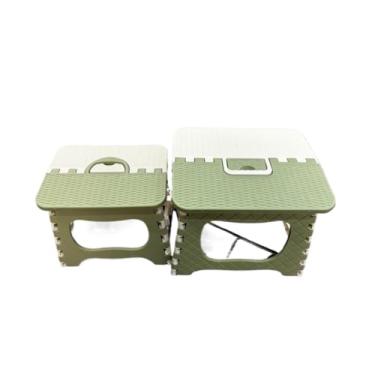 Imagem de Banqueta Dobrável de Plástico Resistente até 100kg | Banquinho Portátil para Viagem, Camping e Casa(verde,Adulto)