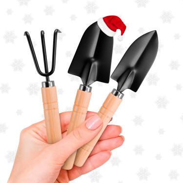 Imagem de YZWDTGS Conjunto de ferramentas de jardinagem de 3 peças, mini pá de madeira, ferramentas de jardinagem para flores, transplante de suculentas (pequeno)